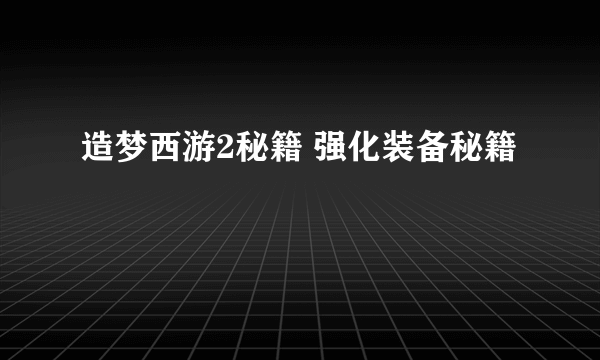 造梦西游2秘籍 强化装备秘籍