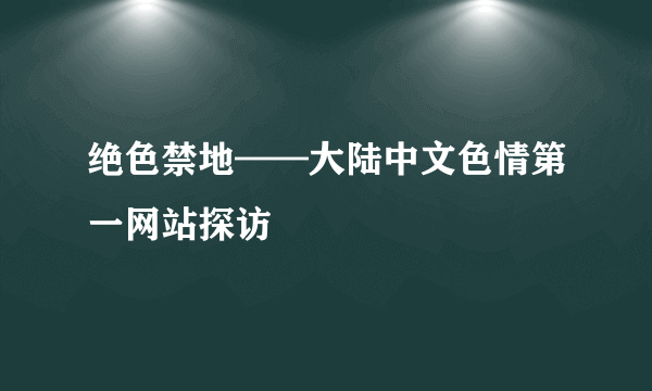 绝色禁地——大陆中文色情第一网站探访