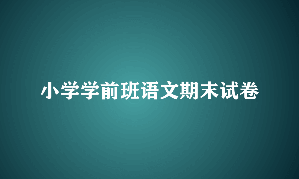 小学学前班语文期末试卷