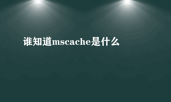 谁知道mscache是什么