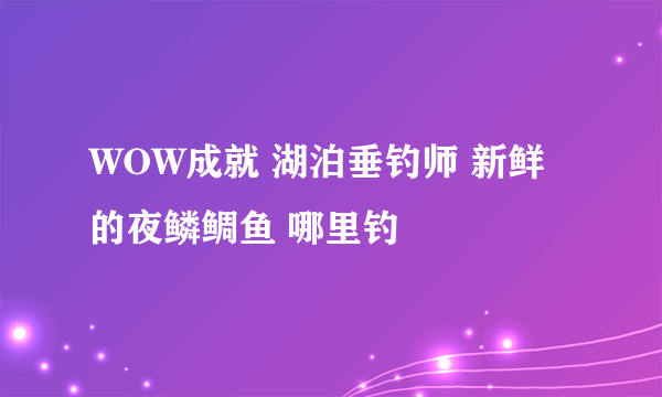 WOW成就 湖泊垂钓师 新鲜的夜鳞鲷鱼 哪里钓