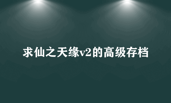 求仙之天缘v2的高级存档