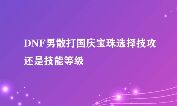 DNF男散打国庆宝珠选择技攻还是技能等级​