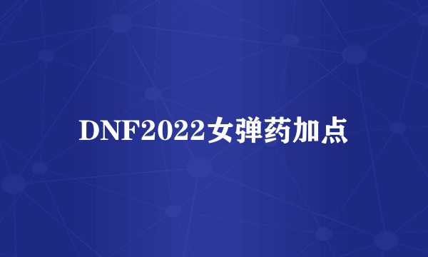 DNF2022女弹药加点