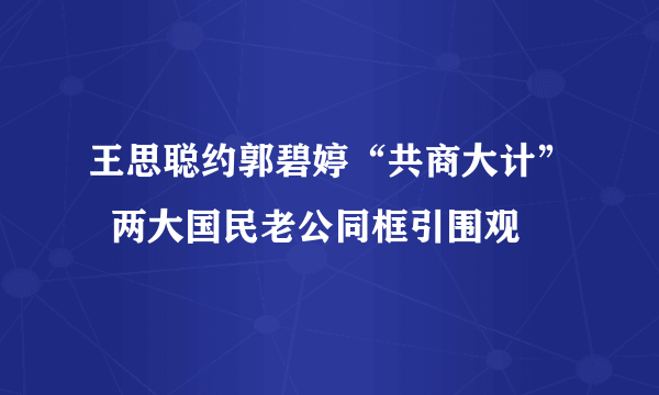 王思聪约郭碧婷“共商大计”  两大国民老公同框引围观