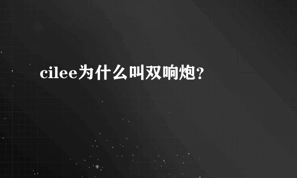 cilee为什么叫双响炮？