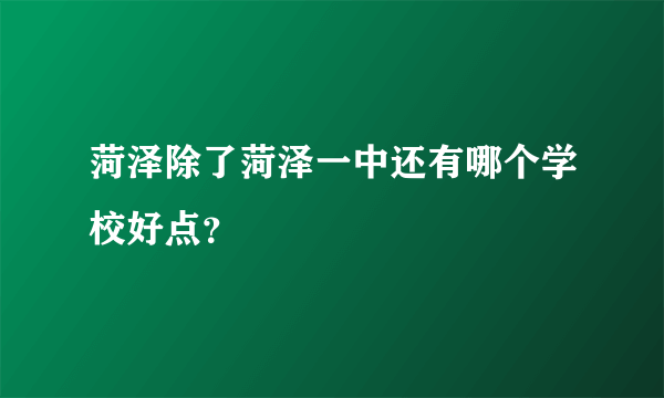 菏泽除了菏泽一中还有哪个学校好点？