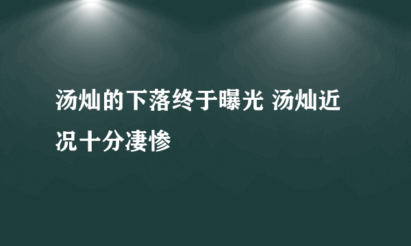 汤灿的下落终于曝光 汤灿近况十分凄惨