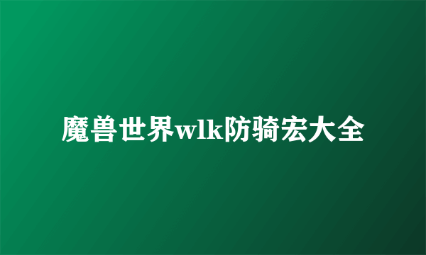 魔兽世界wlk防骑宏大全