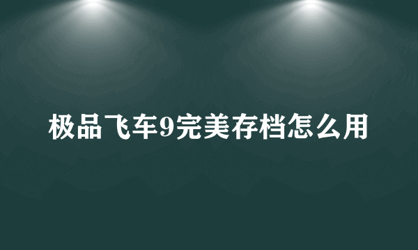 极品飞车9完美存档怎么用