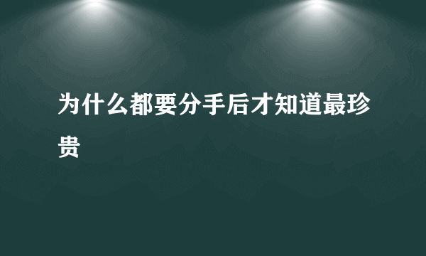 为什么都要分手后才知道最珍贵