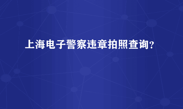 上海电子警察违章拍照查询？