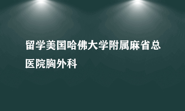 留学美国哈佛大学附属麻省总医院胸外科