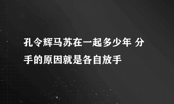 孔令辉马苏在一起多少年 分手的原因就是各自放手