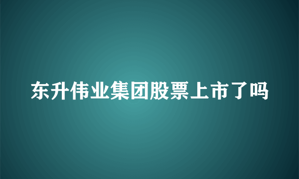 东升伟业集团股票上市了吗