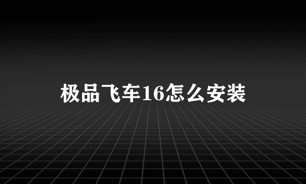 极品飞车16怎么安装