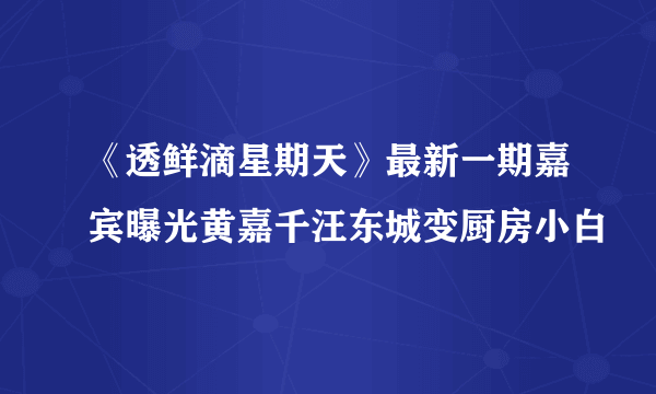 《透鲜滴星期天》最新一期嘉宾曝光黄嘉千汪东城变厨房小白