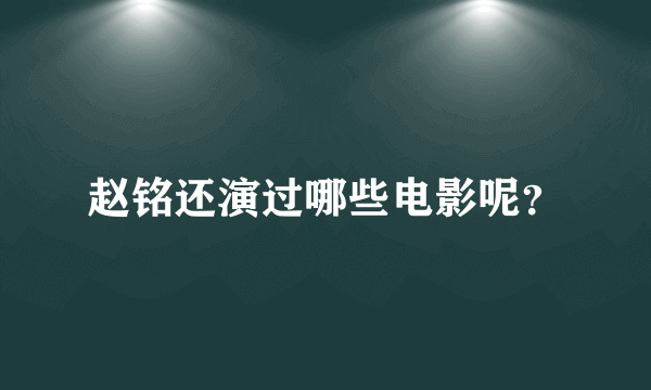 赵铭还演过哪些电影呢？