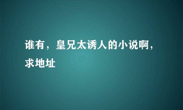 谁有，皇兄太诱人的小说啊，求地址