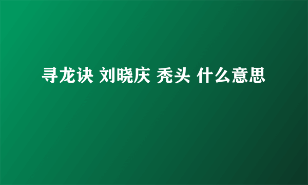 寻龙诀 刘晓庆 秃头 什么意思