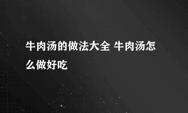 牛肉汤的做法大全 牛肉汤怎么做好吃