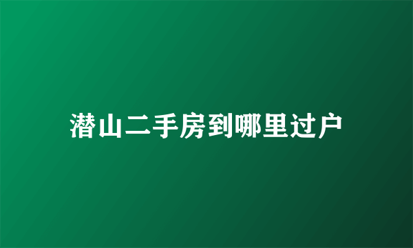 潜山二手房到哪里过户