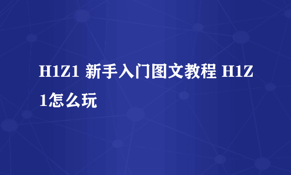 H1Z1 新手入门图文教程 H1Z1怎么玩