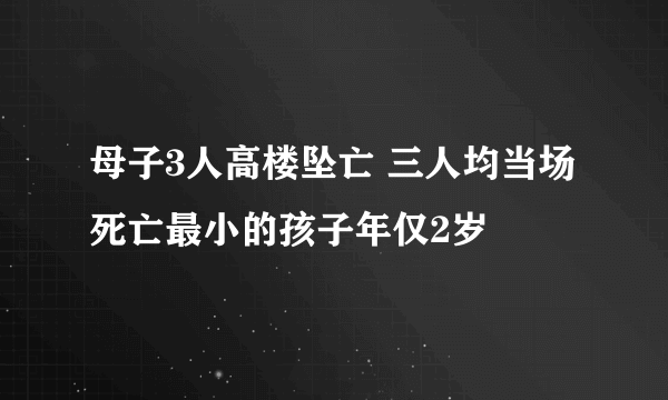 母子3人高楼坠亡 三人均当场死亡最小的孩子年仅2岁