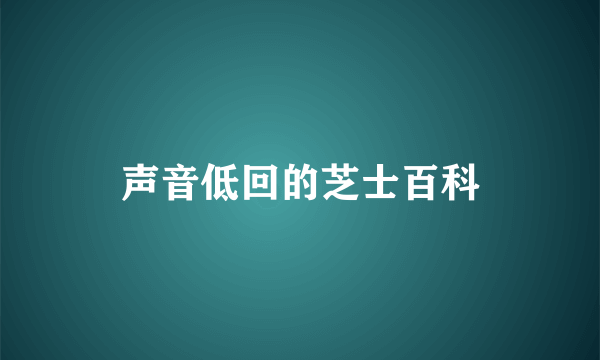 声音低回的芝士百科