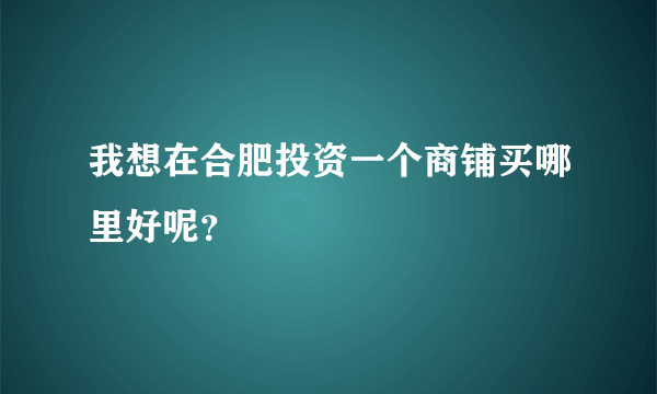 我想在合肥投资一个商铺买哪里好呢？