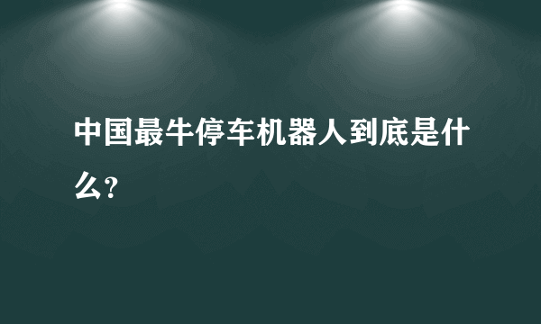 中国最牛停车机器人到底是什么？