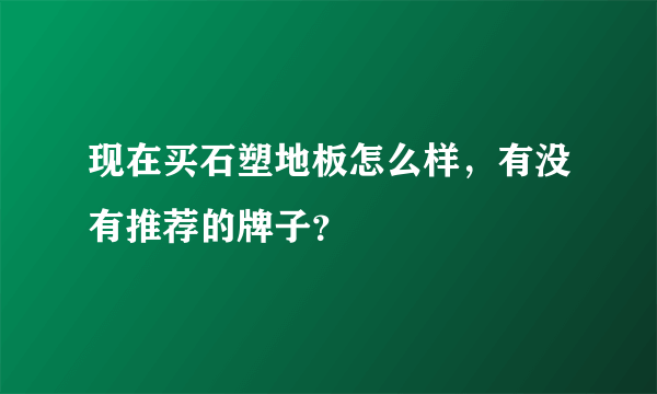 现在买石塑地板怎么样，有没有推荐的牌子？