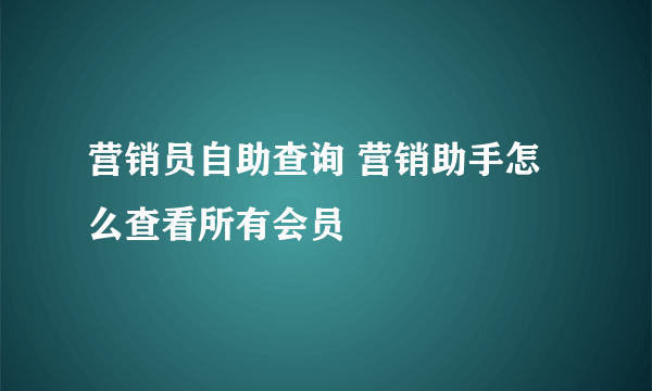 营销员自助查询 营销助手怎么查看所有会员