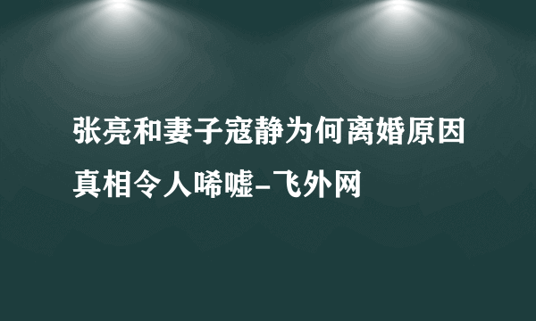 张亮和妻子寇静为何离婚原因真相令人唏嘘-飞外网