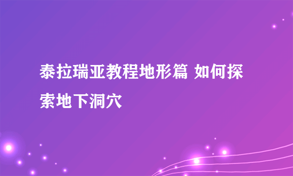 泰拉瑞亚教程地形篇 如何探索地下洞穴