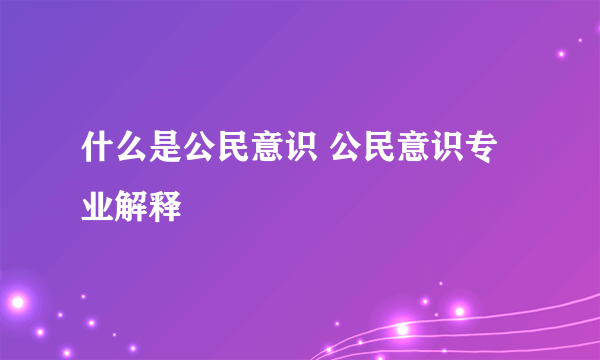 什么是公民意识 公民意识专业解释