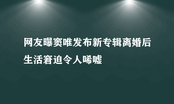 网友曝窦唯发布新专辑离婚后生活窘迫令人唏嘘