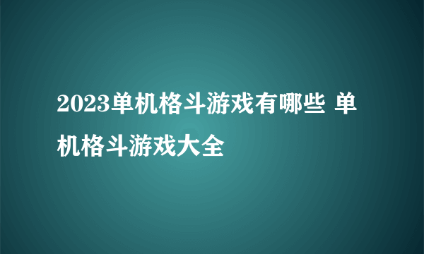 2023单机格斗游戏有哪些 单机格斗游戏大全