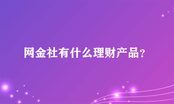 网金社有什么理财产品？