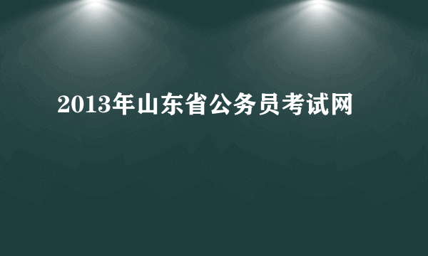 2013年山东省公务员考试网