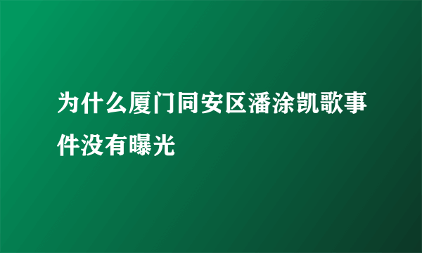 为什么厦门同安区潘涂凯歌事件没有曝光