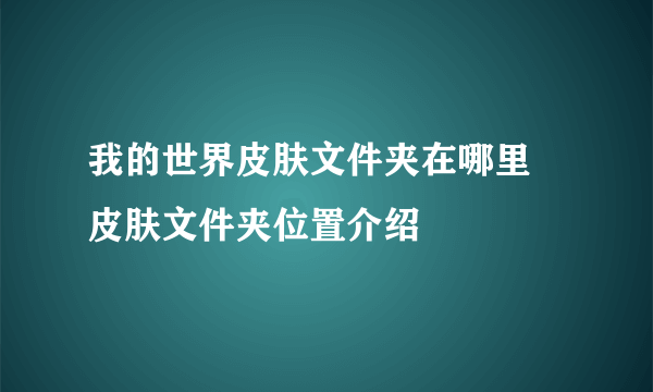 我的世界皮肤文件夹在哪里 皮肤文件夹位置介绍