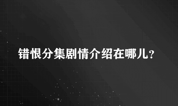 错恨分集剧情介绍在哪儿？