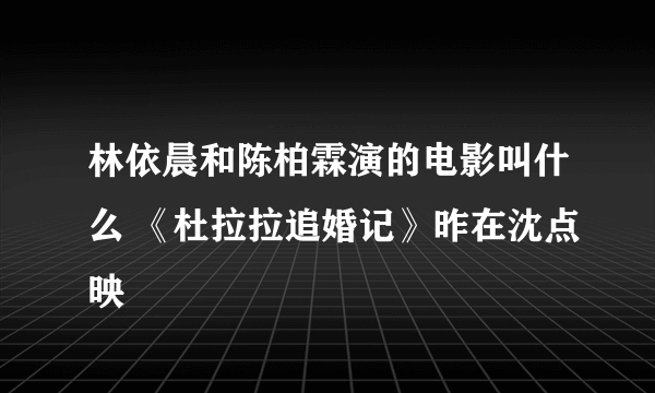 林依晨和陈柏霖演的电影叫什么 《杜拉拉追婚记》昨在沈点映