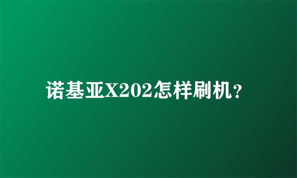 诺基亚X202怎样刷机？