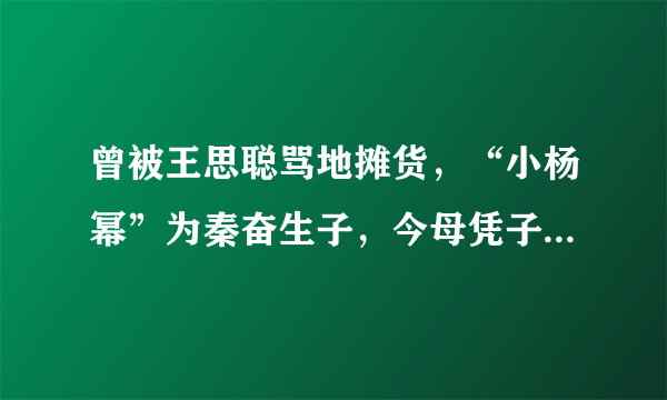 曾被王思聪骂地摊货，“小杨幂”为秦奋生子，今母凭子贵赢9亿