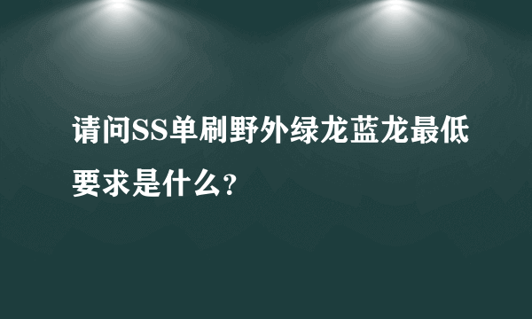 请问SS单刷野外绿龙蓝龙最低要求是什么？