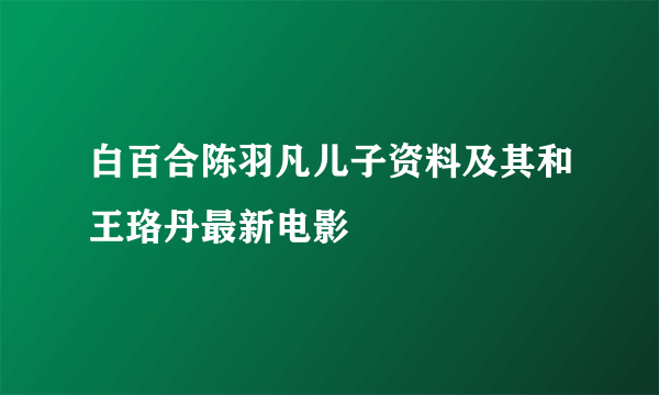 白百合陈羽凡儿子资料及其和王珞丹最新电影