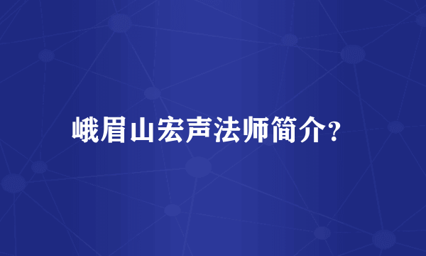 峨眉山宏声法师简介？