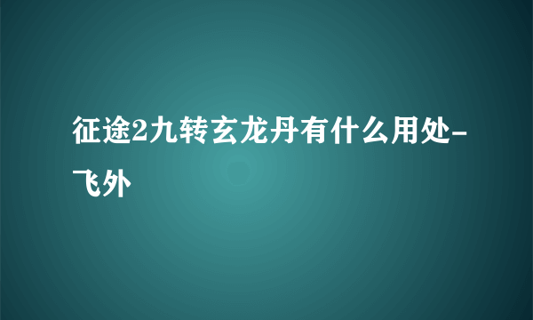 征途2九转玄龙丹有什么用处-飞外